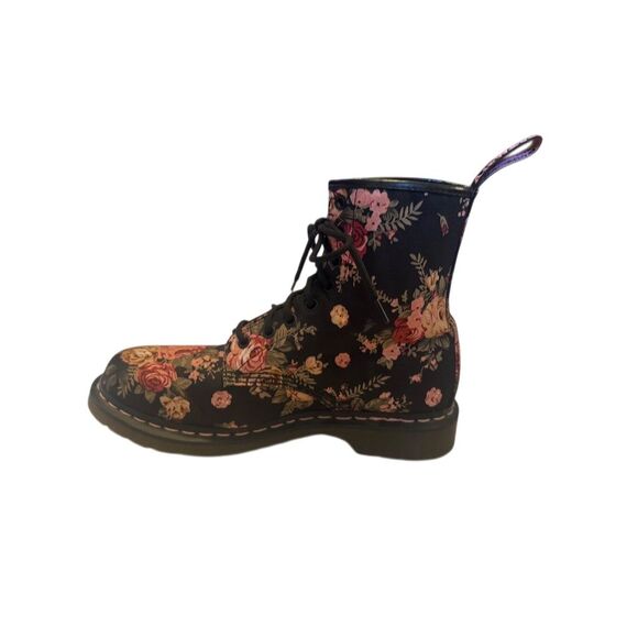 Dr. Martens Women's Pascal Rose Floral Combat Boots Black Size 10 - Picture 2 of 8